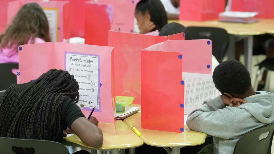 Students are shown during a class at Thompson Elementary School, 6121 Tierwester St., Thursday, April 25, 2024, in Houston.