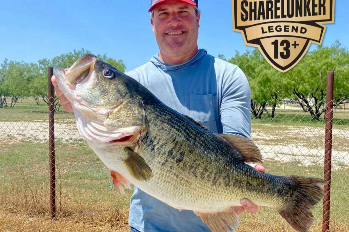 Chris Jackson caught a largemouth bass weighing nearly 14 pounds from O.H. Ivie Lake on Sunday. 