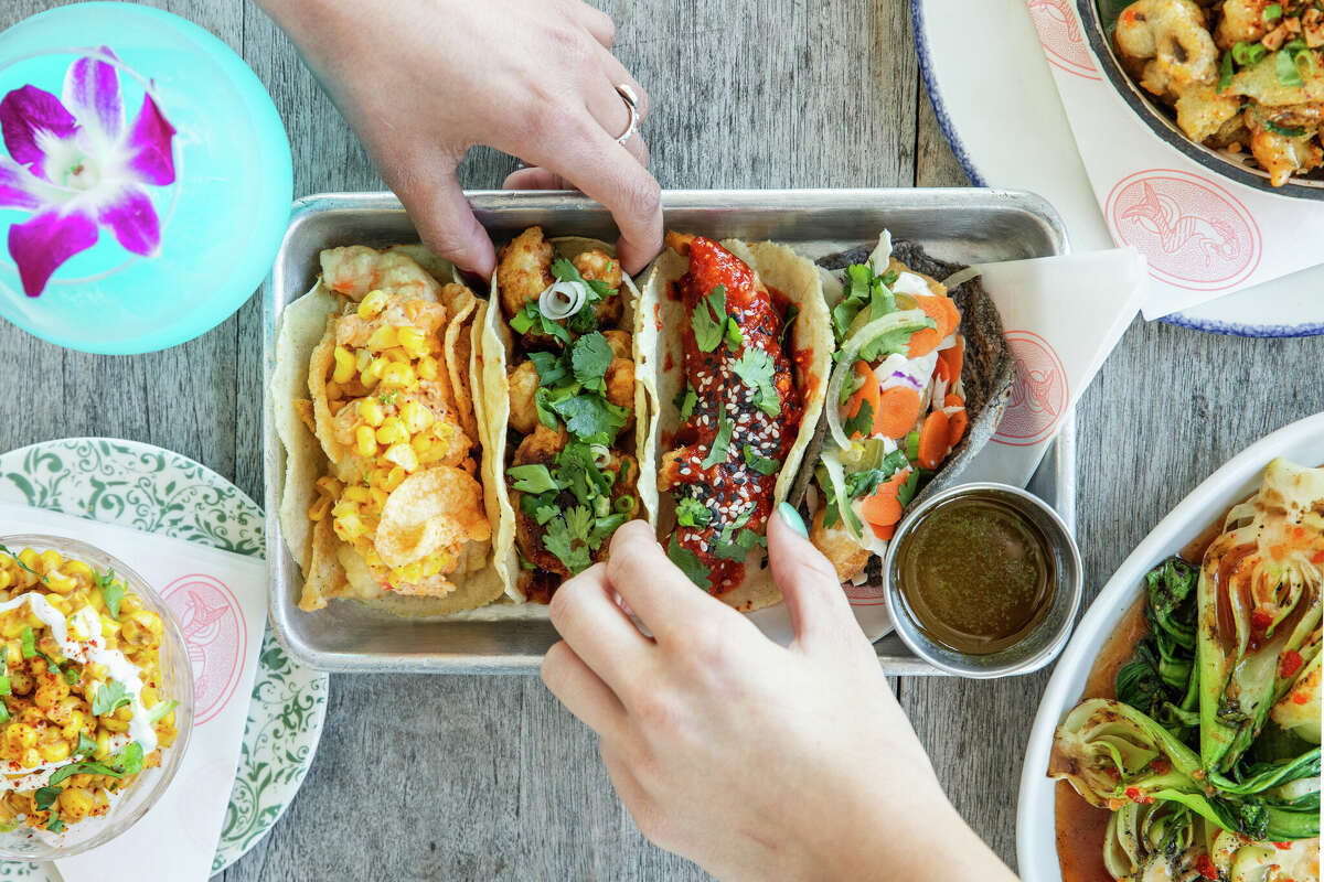 Tacos at Fish Company Taco in Galveston, Texas.