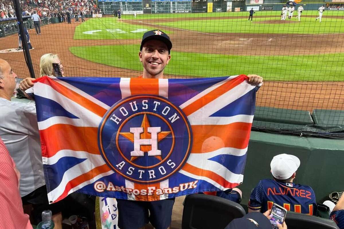 George Martin, the man behind the Astros Fans UK Twitter account, takes a picture at his first Astros game in Houston last July. Martin has followed the team since 1999. 