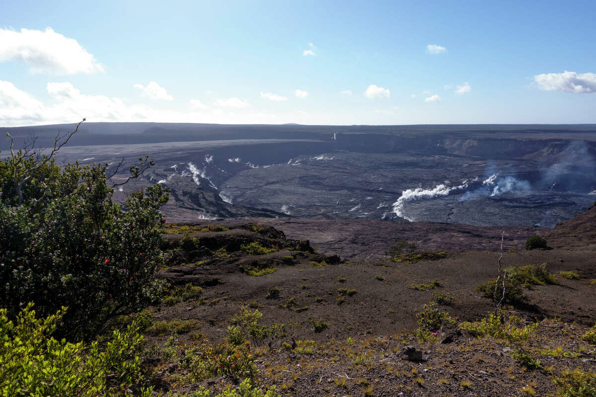 File photo of the Kilauea volcano from the Kilauea overlook in Hawaii Volcanoes National Park.