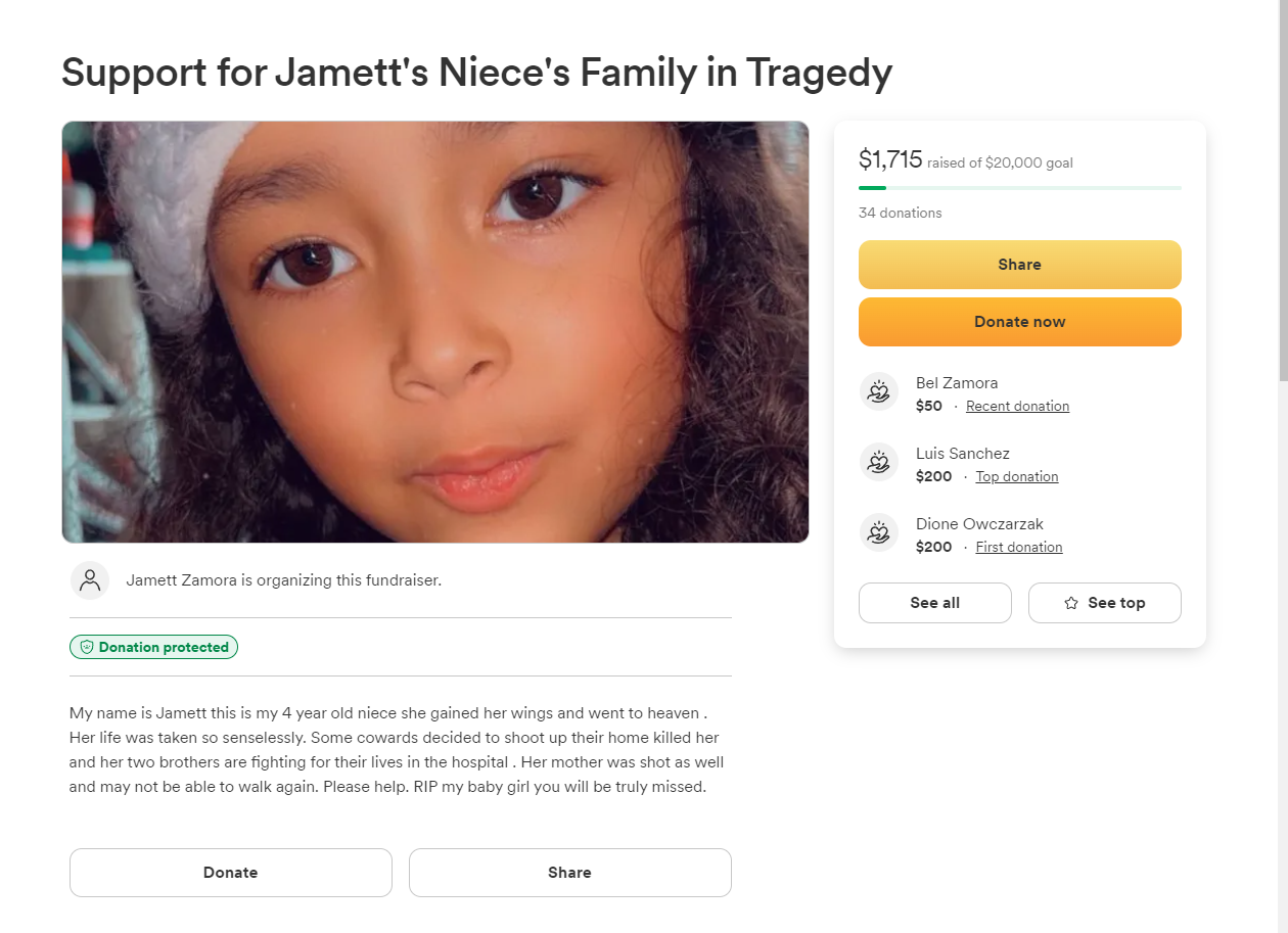 GoFundMe created for family of 4-year-old killed in shooting