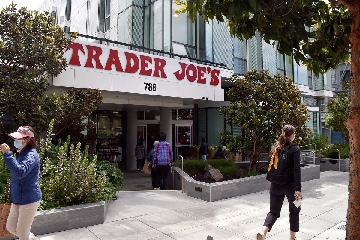 A view of the entrance to the new Trader Joe's in San Francisco's Hayes Valley neighborhood on Friday, May 17, 2024.