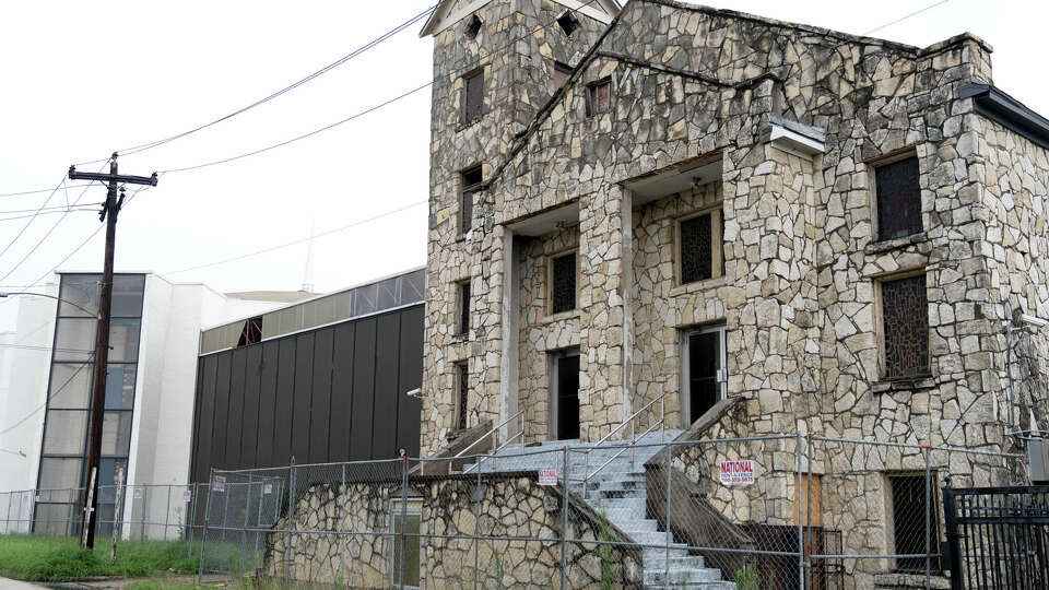 The property of former home of Pleasant Grove Missionary Baptist Church in the Fifth Ward is seen, Saturday, May 18, 2024, in Houston. A Houston Housing Authority affiliate has acquired the property and put out an invitation for bids to demolish the historic structure. The church has relocated to a temporary location as it searches for a permanent home.