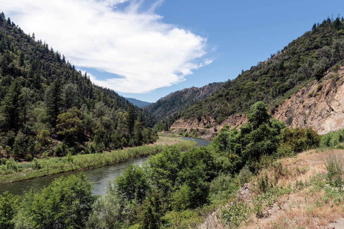 The Trinity River in the southern Klamath Mountains in California. Two men were reported missing there amid treacherous conditions in the springtime months. 