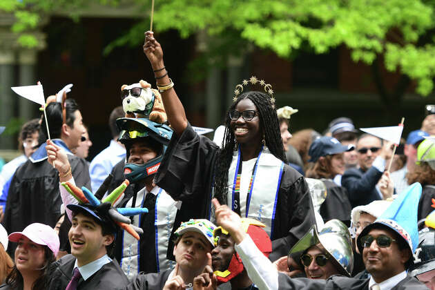 Story photo for Yale students with Palestinian flags walk out of commencement in protest