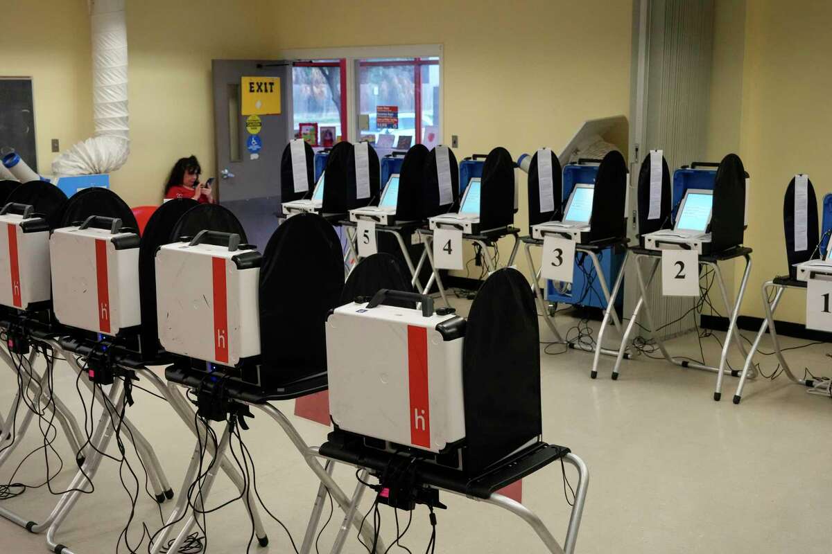 The poll is ready on the first day of early voting for the Primary Runoff Elections Monday, May 20, 2024 at Metropolitan MultiService Center in Houston.