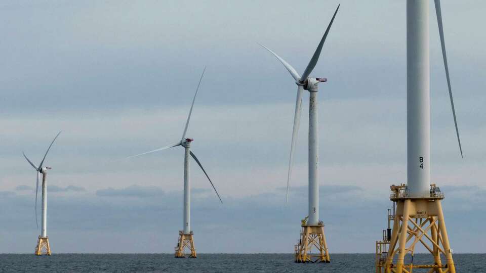 FILE - Turbines operate at the Block Island Wind Farm, Dec. 7, 2023, off the coast of Block Island, R.I. A California congressman is asking for tribes to be part of the decision-making as the first offshore wind farms are developed along the West Coast. U.S. Rep. Jared Huffman sent a letter to federal regulators Friday, May 17, 2024, asking that they 