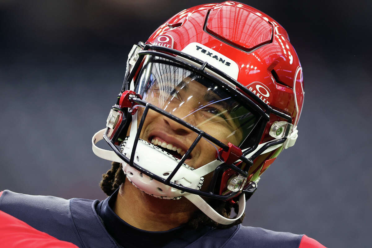 C.J. Stroud #7 of the Houston Texans warms up prior to a game against the Arizona Cardinals at NRG Stadium on November 19, 2023 in Houston, Texas.