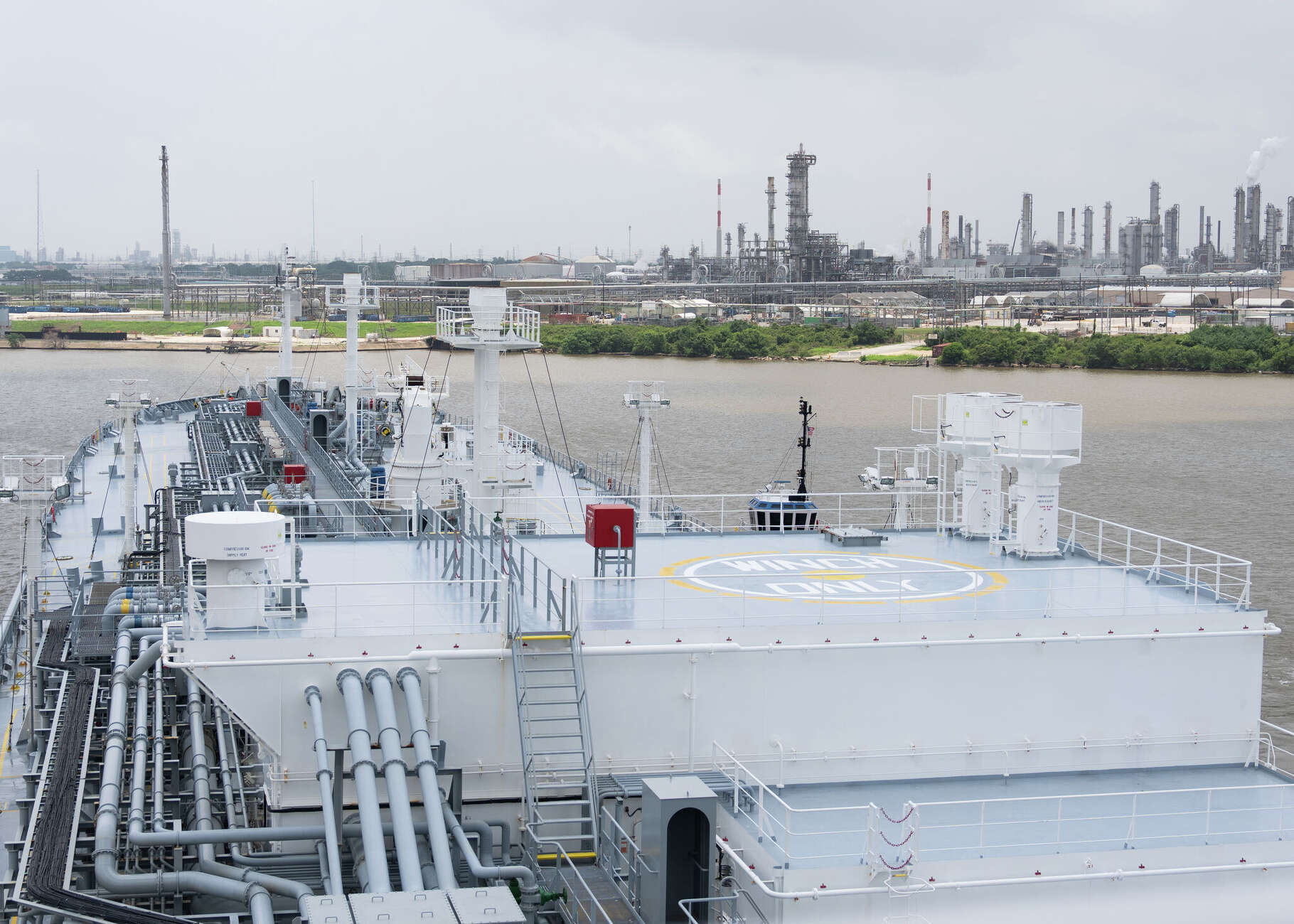 An ultra large gas carrier is seen in the Port of Houston before making its way down the Houston Ship Channel, Tuesday, May 21, 2024, in Houston.
