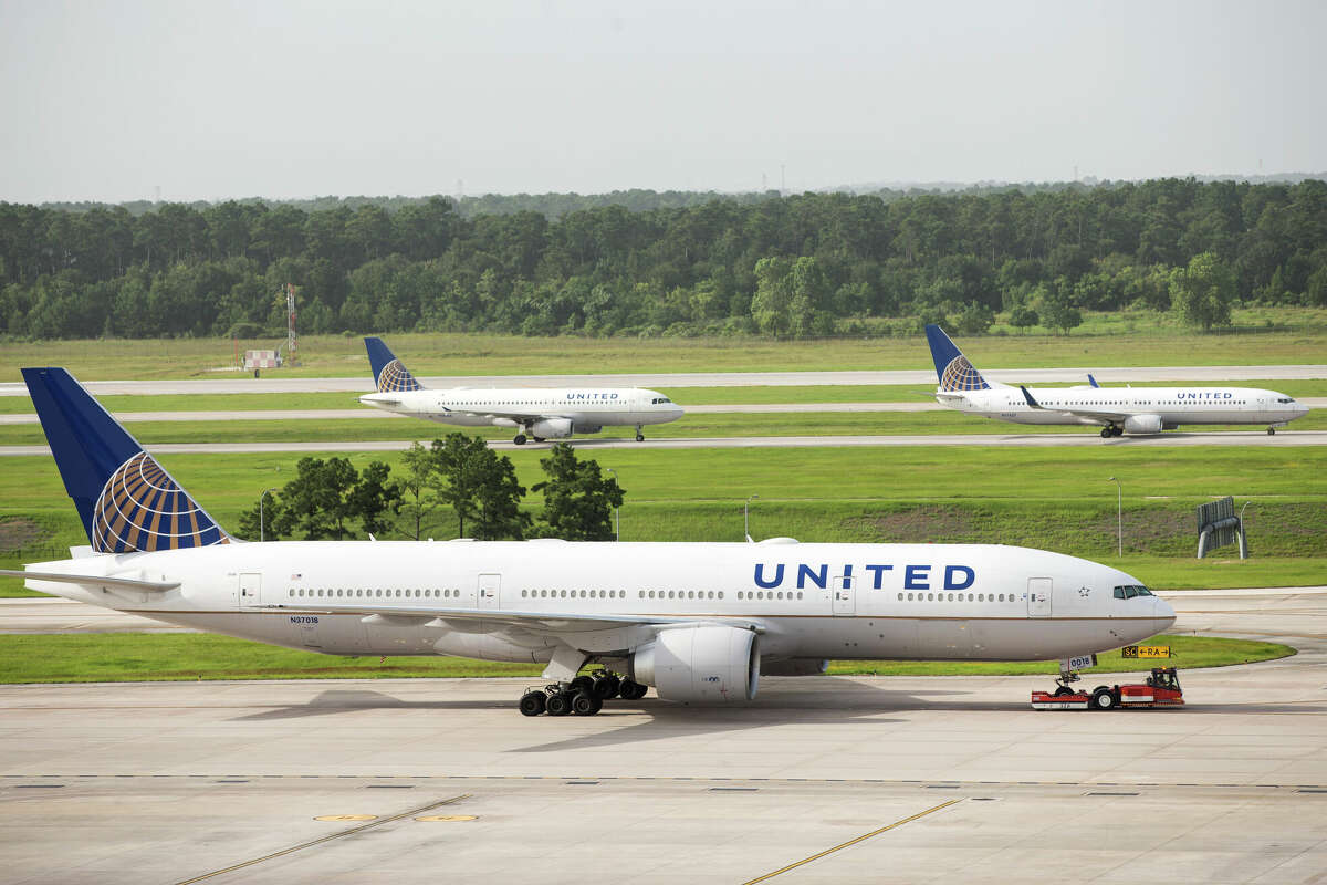 United Airlines planes sit parked on the tarmac at George Bush Intercontinental Airport on Wednesday, July 8, 2015, in Houston. All United flights in the United States were grounded Wednesday due to a computer problem. ( Brett Coomer / Houston Chronicle ) (Photo by Brett Coomer/Houston Chronicle via Getty Images)