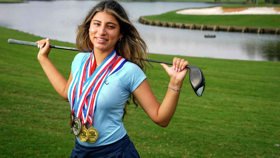 Kingwood High School's Bella Flores, the All-Greater Houston Girls Golfer of the Year, poses for a portrait at Kingwood Country Club on Tuesday, May 28, 2024 in Houston.