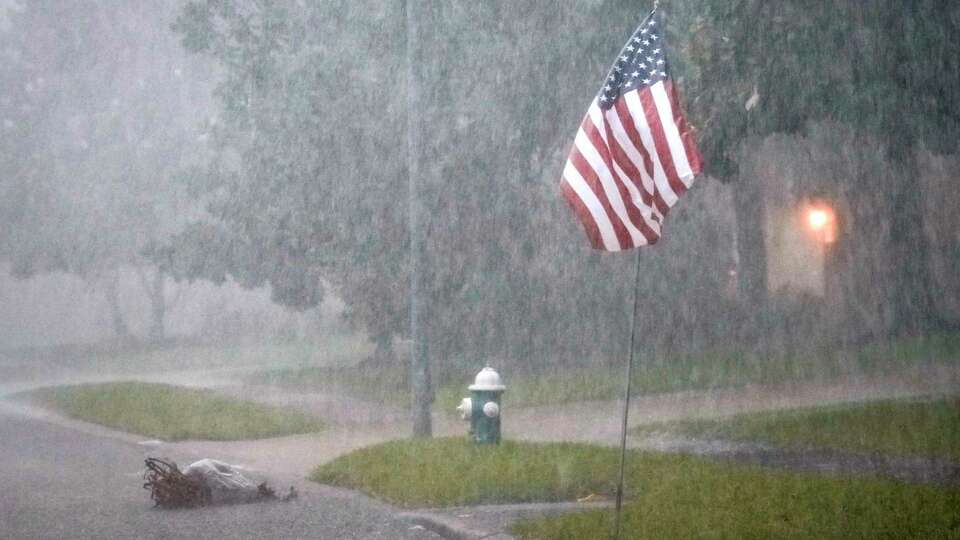 Heavy rain falls during a storm that swept the the Houston area on Tuesday, May 28, 2024 in Spring.