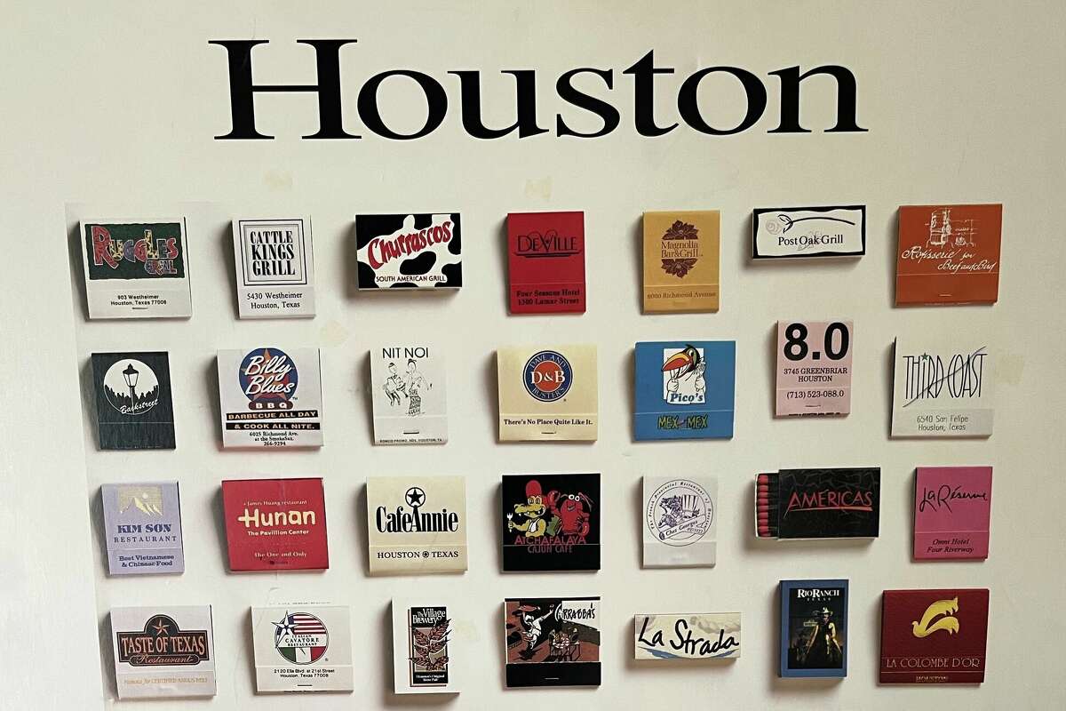 FOR DISPLAY ONLY: A Night Lights poster featuring 49 restaurants and clubs in the Houston area. The series, created in 1995 by a Virginia graphic designer, highlighted 22 different cities. A share of the proceeds from each poster sold reportedly went to local food banks.