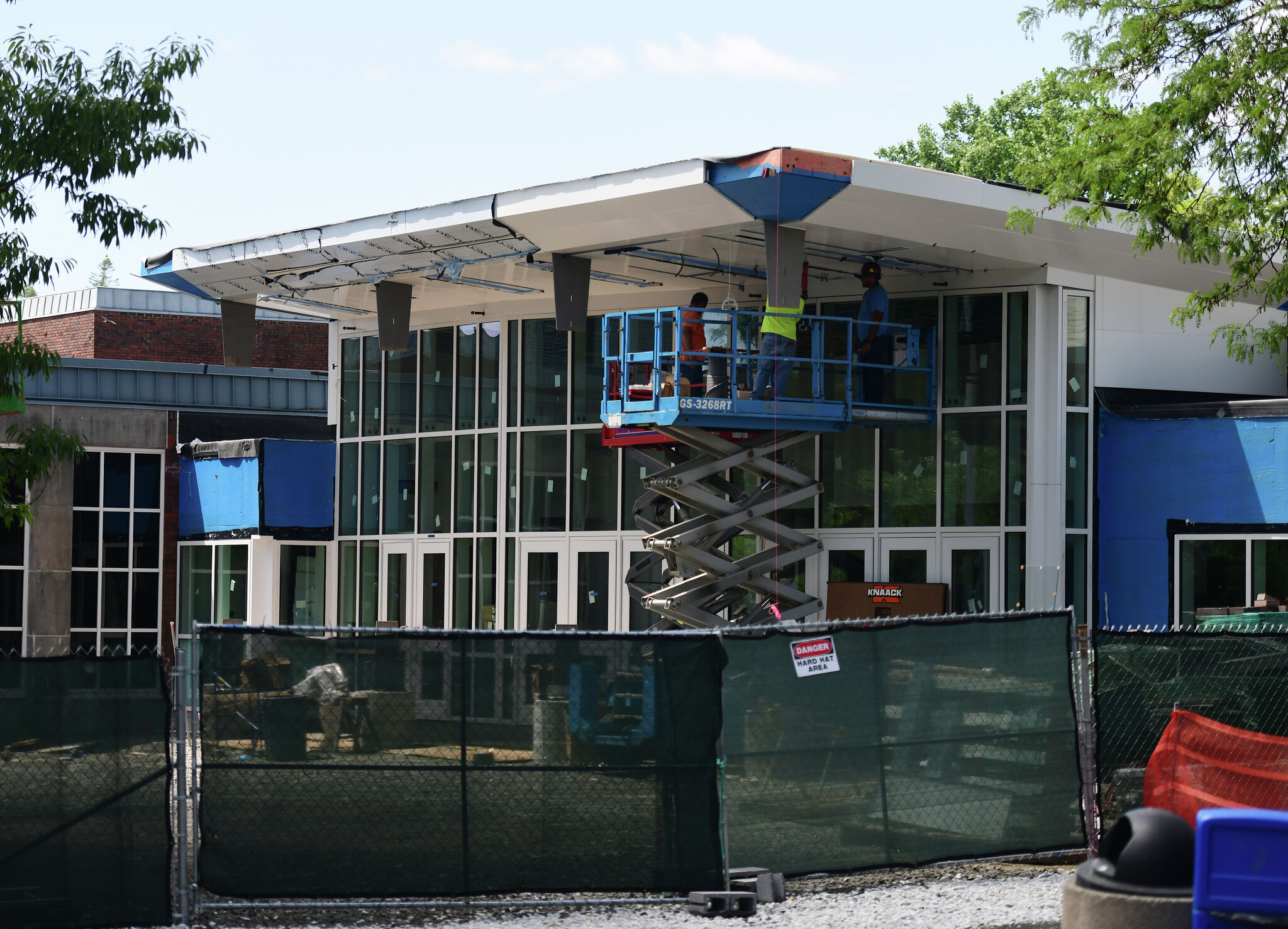 Greenwich High's new security vestibule gets glass, plantings