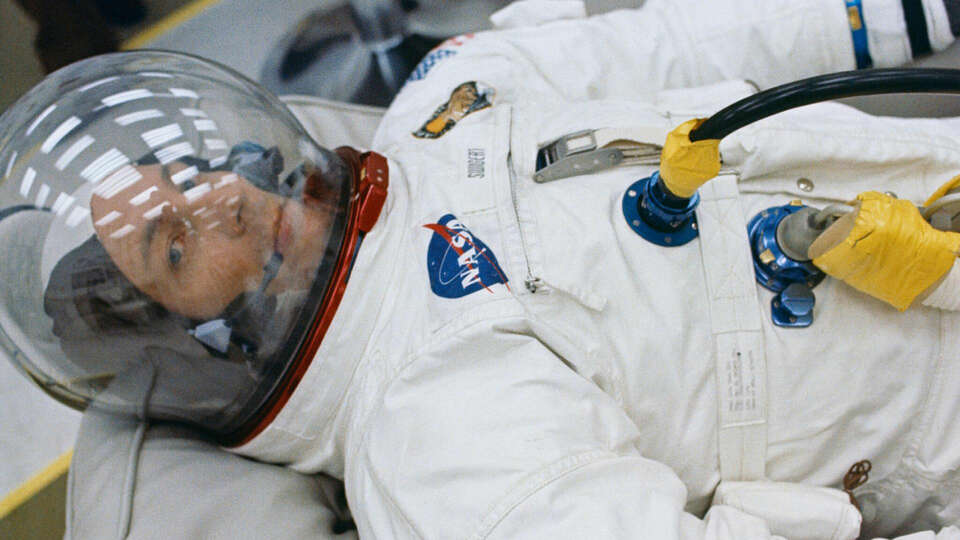 Astronaut John L. Swigert Jr., command module pilot for the Apollo 13 mission that had to be aborted after an oxygen tank in the service module failed two days into the mission.