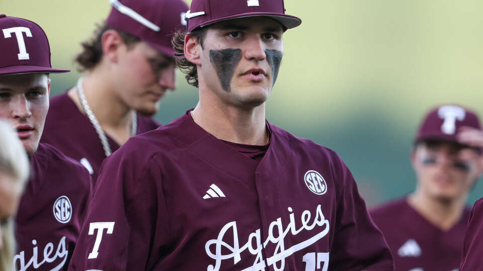 AUSTIN, TX - MARCH 05: Texas A&M outfielder Jace Laviolette (17) walks towards the dugout with eye black on before the college baseball game between Texas Longhorns and Texas A&M Aggies on March 5, 2024, at UFCU Disch-Falk Field in Austin, TX. (Photo by David Buono/Icon Sportswire via Getty Images)