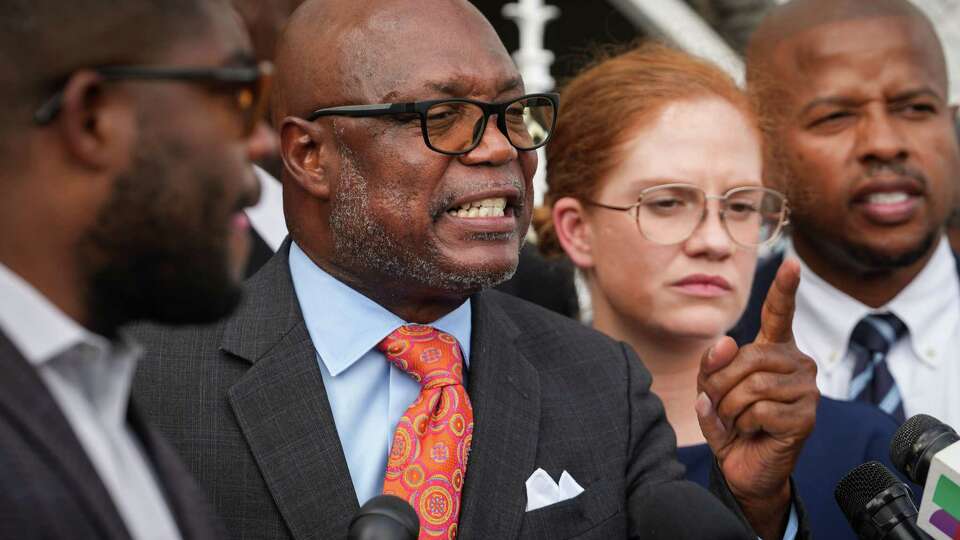 Bishop James Dixon, president of the Houston chapter of the NAACP, speaks during a press conference about the management of the Houston Independent School District on Thursday, May 30, 2024, at the headquarters of the Houston branch of the NAACP in Houston. Speakers at the press conference called for an investigation into HISD Superintendent Mike Miles.