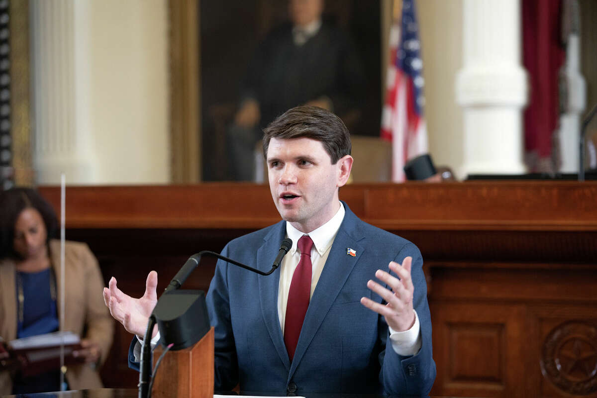 Texas state Rep. James Talarico speaks on the floor of the Texas House of Representatives on May 24, 2021, in Austin, Texas.