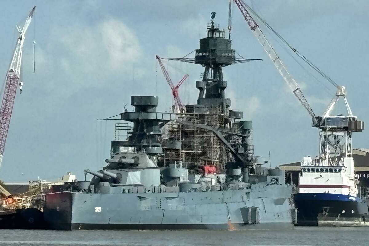 After 18 months in dry dock, the Battleship Texas Foundation refloated the ship in the harbor in March.