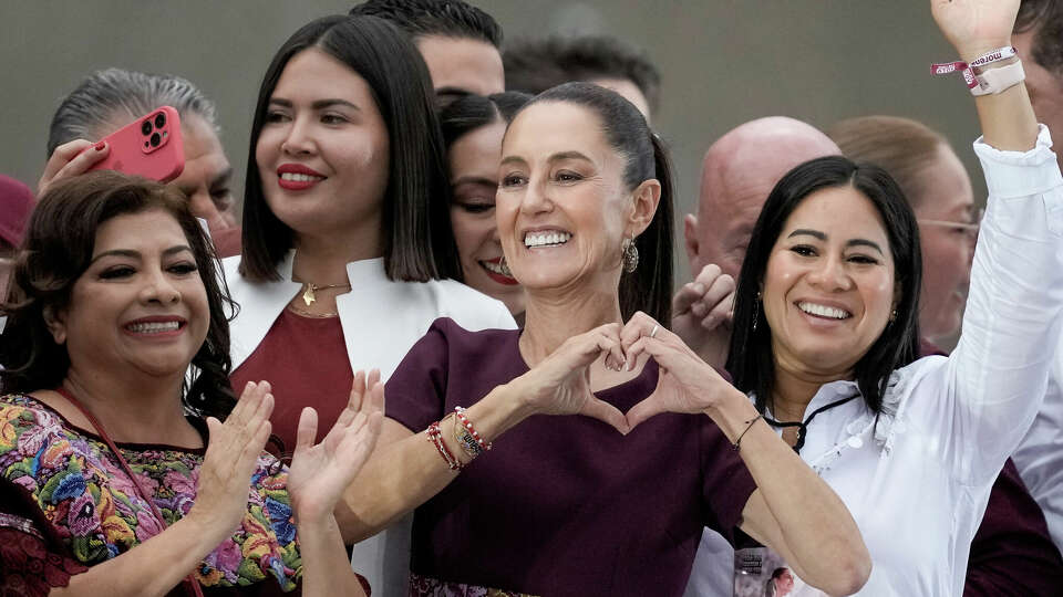 Presidential candidate Claudia Sheinbaum gestures during her closing campaign rally at the Zocalo in Mexico City, Wednesday, May 29, 2024. Mexico's general election is set for June 2. (AP Photo/Eduardo Verdugo)