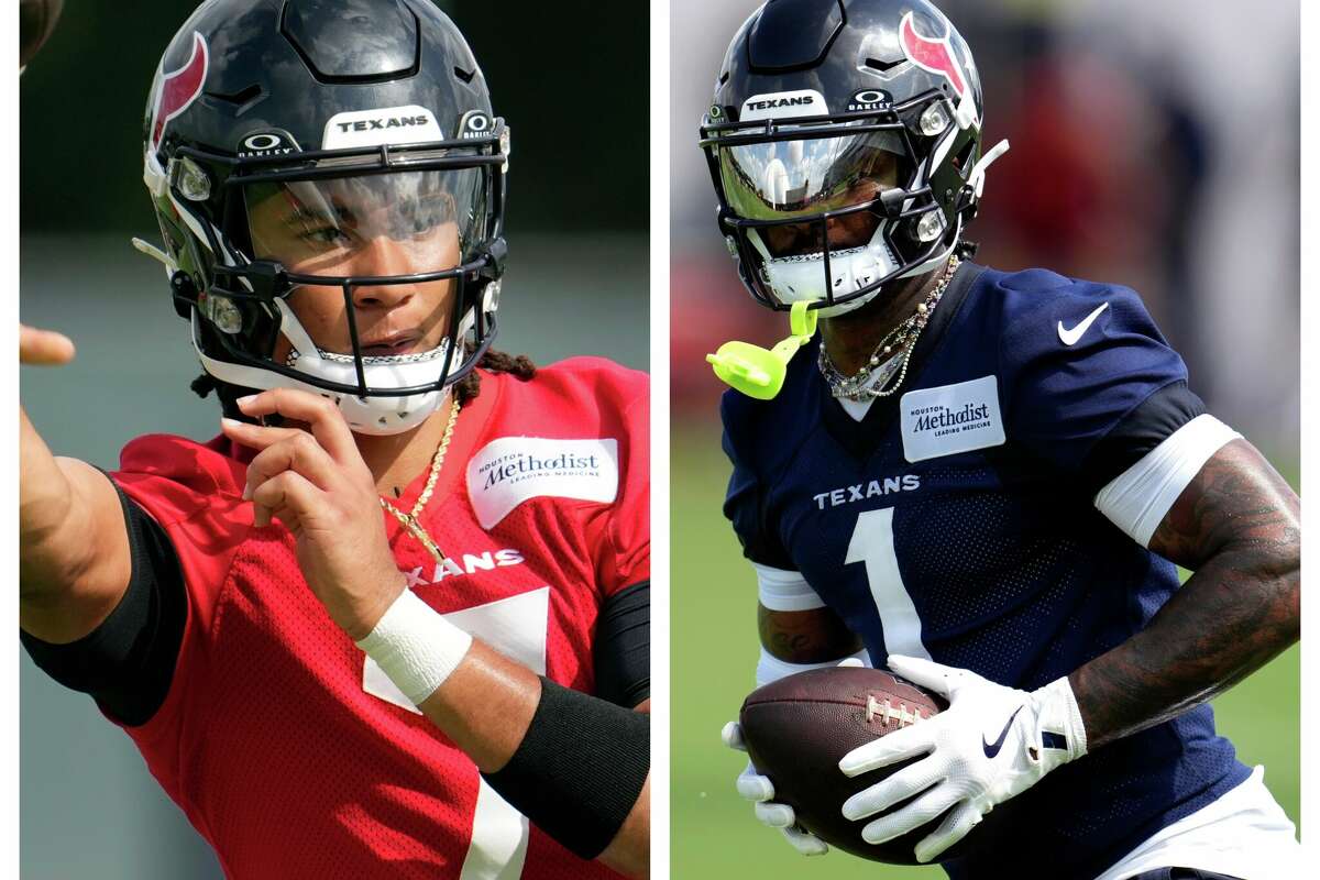 C.J. Stroud (left) and Stefon Diggs (right) took the field at Texans OTAs on Thursday. 