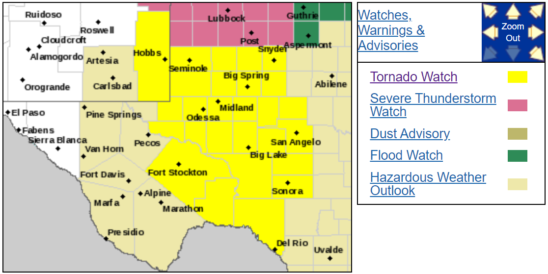 Tornado Watch issued for West Texas until 11 p.m. Thursday