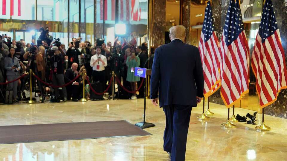 Former President Donald Trump arrives to speak at a news conference at Trump Tower, Friday, May 31, 2024, in New York. A day after a New York jury found Donald Trump guilty of 34 felony charges, the presumptive Republican presidential nominee addressed the conviction and likely attempt to cast his campaign in a new light.