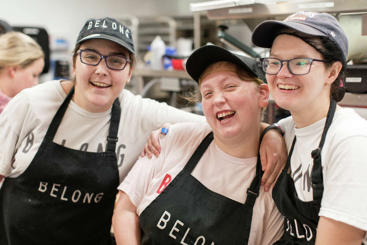 Ellie Brown (right) and her coworkers at Belong Kitchen.