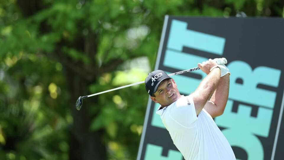 SINGAPORE, SINGAPORE - MAY 03: Patrick Reed of 4Aces GC plays his shot from the sixteenth tee during day one of the LIV Golf Invitational - Singapore at Sentosa Golf Club on May 03, 2024 in Singapore, Singapore.