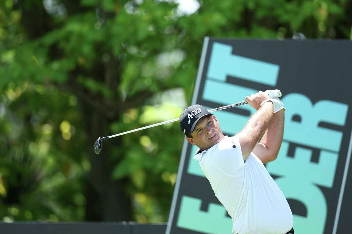 SINGAPORE, SINGAPORE - MAY 03: Patrick Reed of 4Aces GC plays his shot from the sixteenth tee during day one of the LIV Golf Invitational - Singapore at Sentosa Golf Club on May 03, 2024 in Singapore, Singapore.