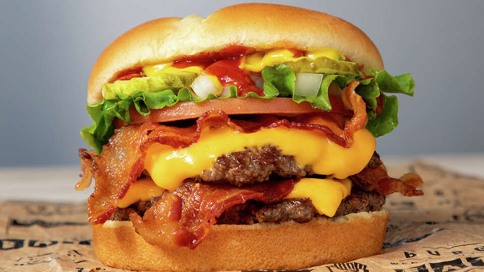 A Double Bacon Burger at Wayback Burgers, opening a Houston location in October.