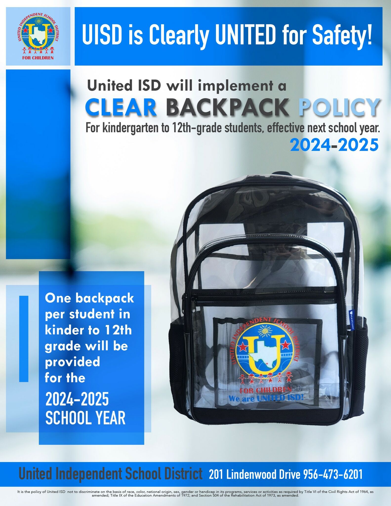 Laredo's United ISD introduces clear backpack rule for school safety
