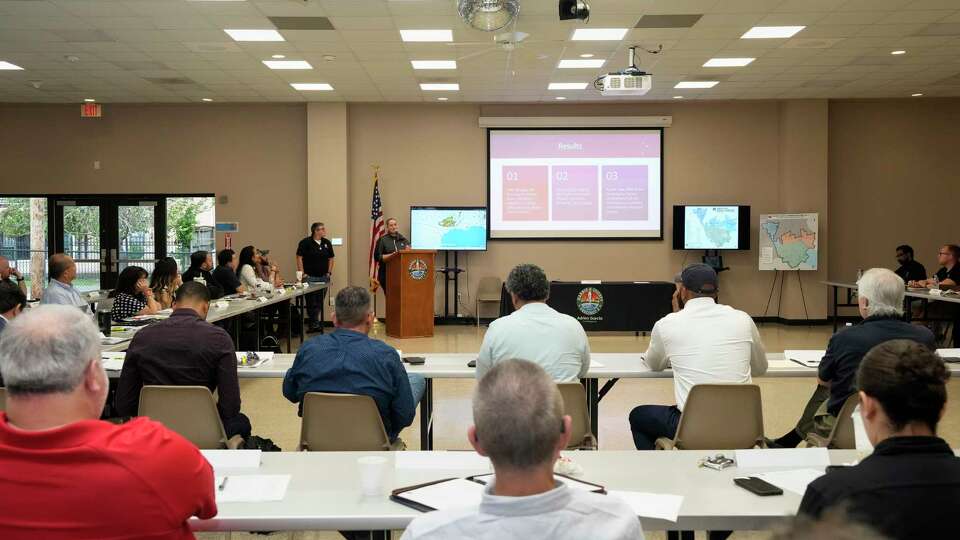 Agencies participate Harris County Precinct Two's emergency tabletop exercise and prepare storm response scenarios Wednesday, June 5, 2024 at Felix L Baldree Building in Houston.