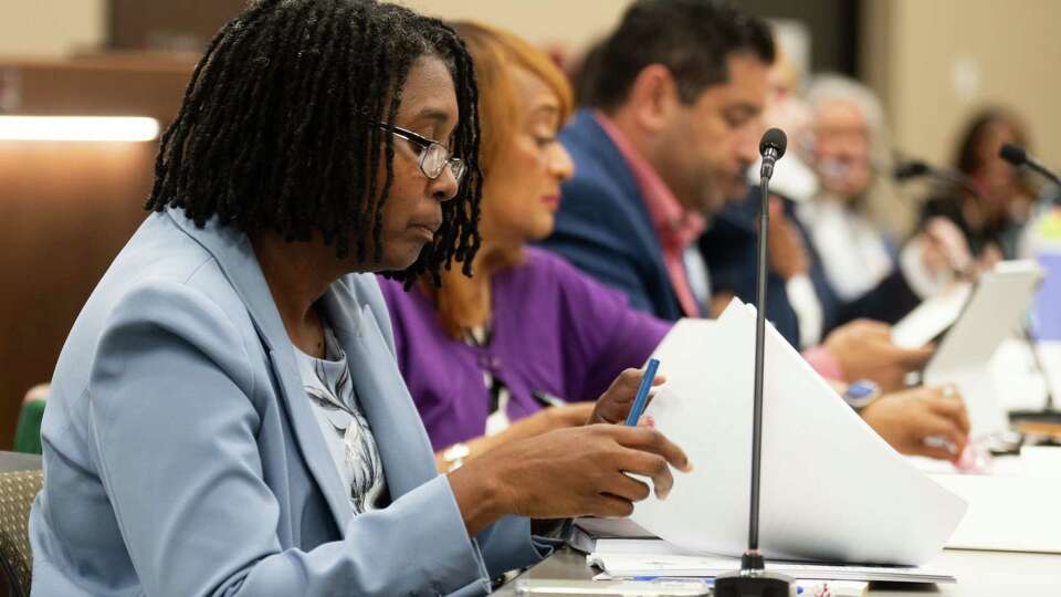 Fort Bend ISD board member Sonya Jones is seen during a Fort Bend ISD board workshop, Wednesday, June 5, 2024, in Sugarland. Board members discussed a library policy that would give Superintendent Marc Smith sole authority to review library books.