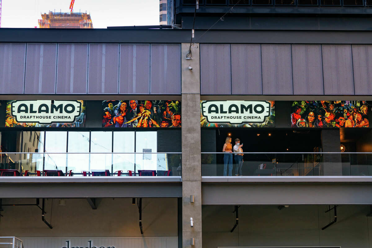 General views of Alamo Drafthouse Cinema movie theater at The Bloc shopping center on January 05, 2022 in Los Angeles, California. 