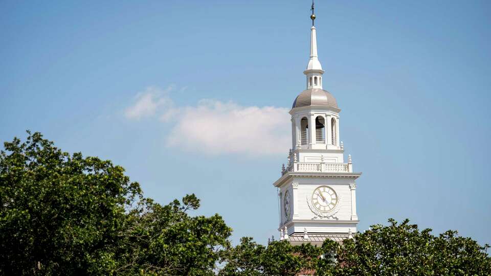 The tower of the Morris Family Center for Law & Liberty building on the campus of Houston Christian University is shown on Friday, June 7, 2024 in Houston. Close to 1 in 5 incoming freshmen at Houston Christian University this fall will attend without having submitted a traditional application.