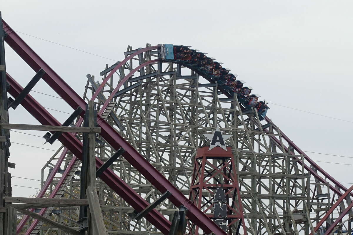 The Texas Giant at Six Flags Over Texas in Arlington, located in the Dallas-Fort Worth Metroplex.