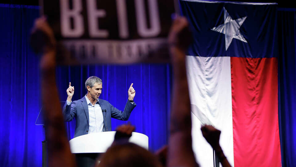 Democratic gubernatorial challenger Beto O'Rourke delivers his speech to delegates and guests during the 2022 Texas Democratic Convention general session at the Kay Bailey Hutchison Convention Center in Dallas, July 15, 2022.