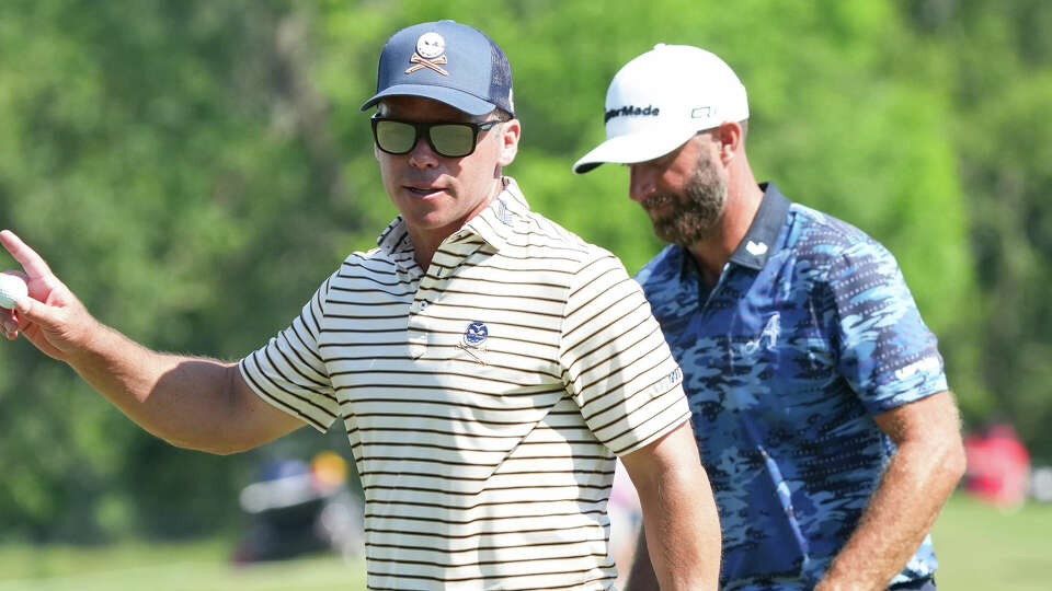 Paul Casey of Crushers GC waves to the crowd after making a putt on the 18th hole for par during round two of LIV Golf Houston at Golf Club of Houston on Saturday, June 8, 2024 in Humble.