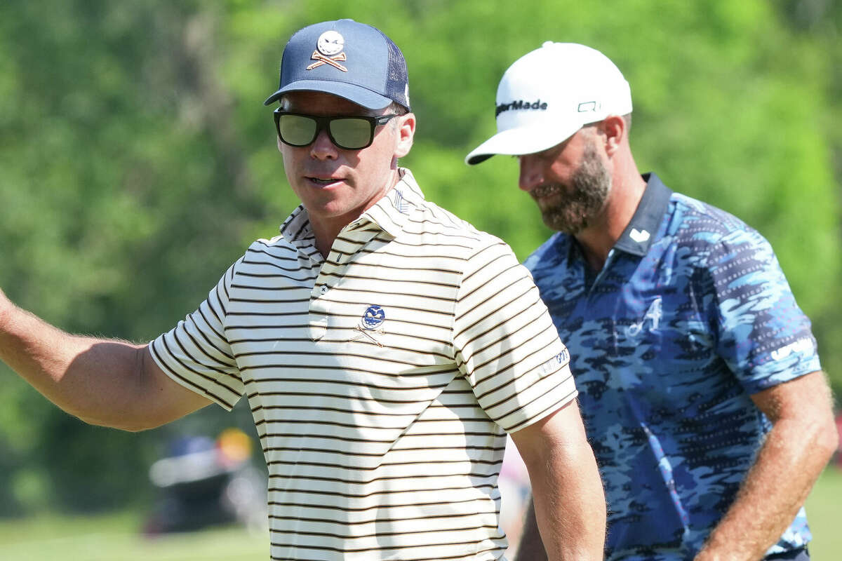 Paul Casey of Crushers GC waves to the crowd after making a putt on the 18th hole for par during round two of LIV Golf Houston at Golf Club of Houston on Saturday, June 8, 2024 in Humble.