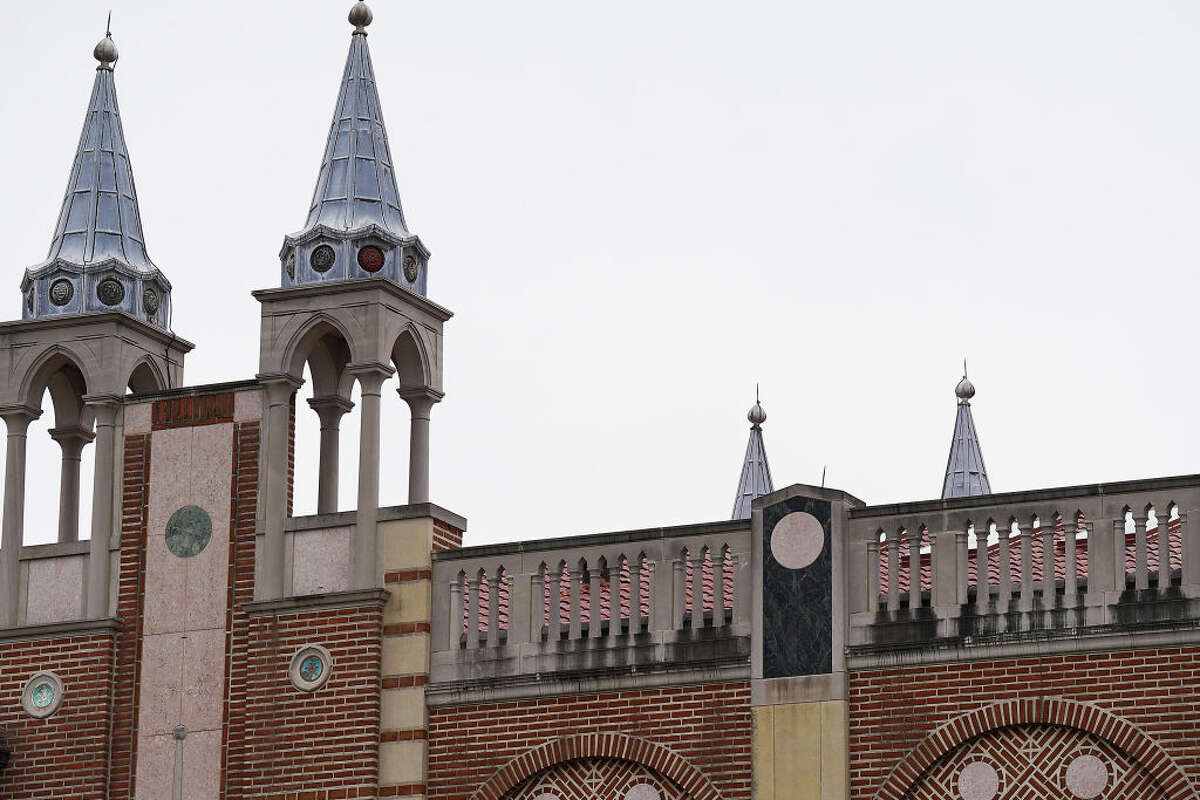 HOUSTON, TEXAS - JANUARY 31: Spires on the top of Sewall Hall, built in 1971 on the campus of Rice University on Tuesday, Jan. 31, 2023 in Houston. (Elizabeth Conley/Houston Chronicle via Getty Images)