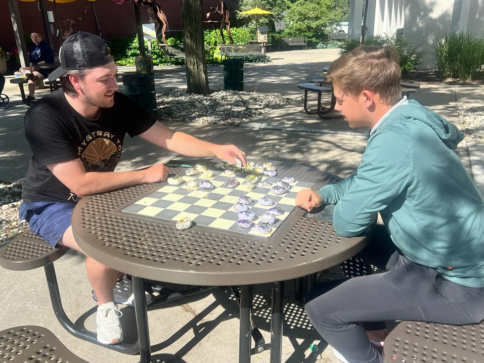 Ferris State students enjoy chess in downtown Big Rapids