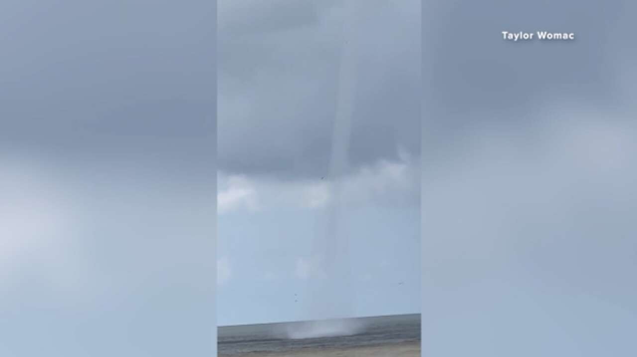 This image, sent courtesy of Houston Chronicle media partner KTRK-TV viewer Taylor Womac, shows a waterspout that formed off the coast of Galveston Monday, June 10. 