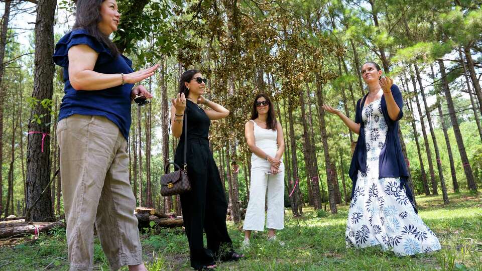 The administrators of Woodlands Forest School, which serves K-6 students, share their visions for the nature-focused school Thursday, June 13, 2024 in Magnolia. From left: principal Cindy Spayth, administrative coordinator Daniela Anaya, partner Mariana Urdaibay and founder Delis Urdaibay.