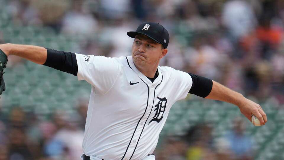 Detroit Tigers pitcher Tarik Skubal (29) throws against the Milwaukee Brewers in the third inning of a baseball game, Sunday, June 9, 2024, in Detroit. (AP Photo/Paul Sancya)