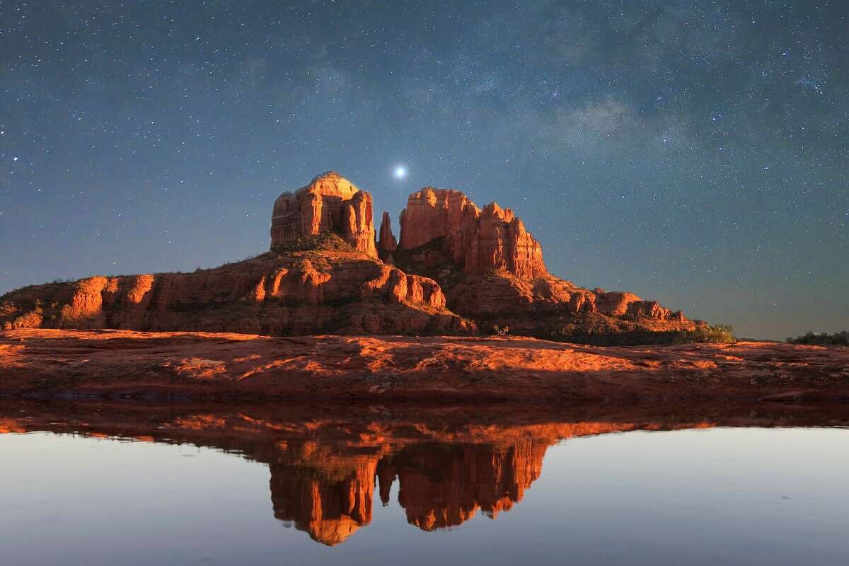 Cathedral Rock at night. The red rocks of Sedona, Arizona, make it one of America's most mysterious and gratifying destinations.