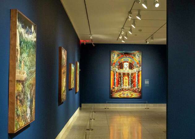 Works by Raquib Shaw are on display as part of the Ballads of East and West Exhibition Monday, June 17, 2024 at The Museum of Fine Arts, Houston.