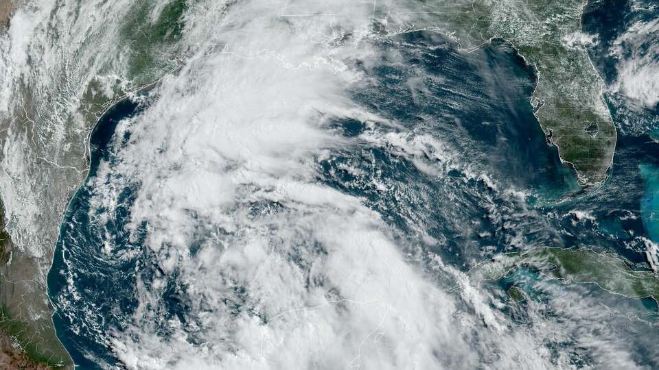 Shown is visible satellite aboard the Geostationary Operational Environmental Satellite, or GOES, over the Gulf of Mexico Tuesday morning. The center of low pressure is found in the southern Gulf of Mexico, but the system's heaviest rain is generally found on the northern side. This helps to explain why Texas will see the heaviest rainfall, despite not seeing a direct landfall.