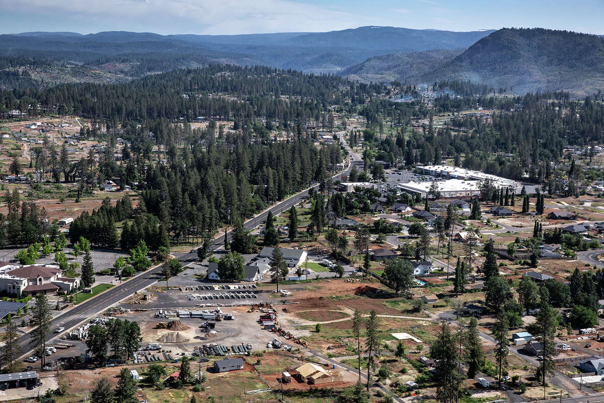 FILE: Aerial photos of Paradise, Calif., show a slow recovery from The Camp Fire, the deadliest and most destructive fire in California history, as seen on May 23, 2023, in Paradise, Calif. 